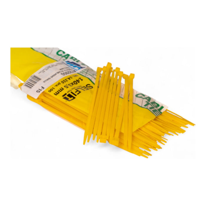 Fascette di cablaggio gialle 140 × 3,5 mm