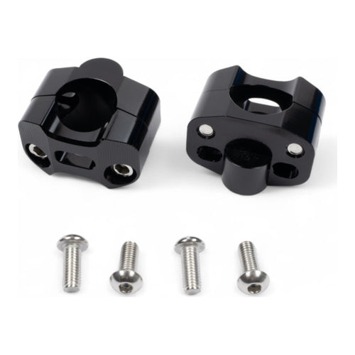 Adattatori rialzati in alluminio anodizzato da 16mm per passare da manubrio ø 22mm a ø 28,6mm - Nero cod. AV2341N