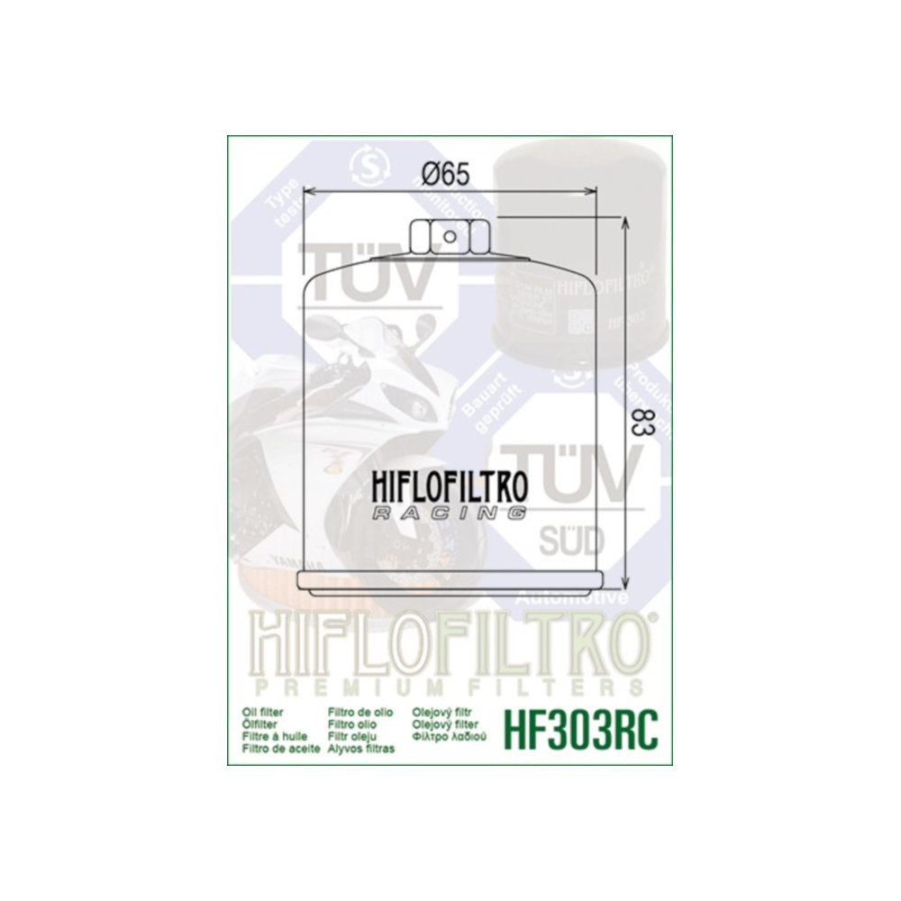 Filtro olio HI-FLO RACING per HONDA, KAWASAKI, POLARIS, YAMAHA cod. HF303RC