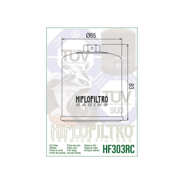 Filtro olio HI-FLO RACING per HONDA, KAWASAKI, POLARIS, YAMAHA cod. HF303RC