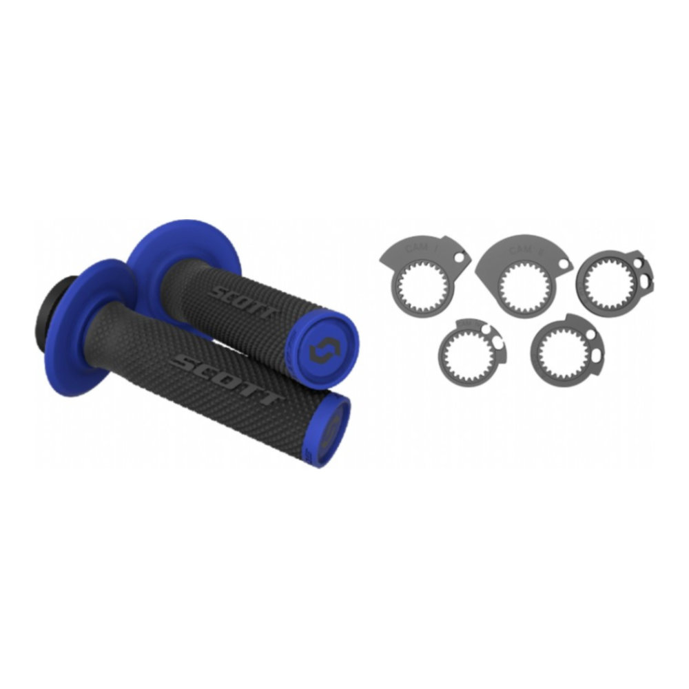 Manopole Lock-On SCOTT SXII con ghiere - Nero/blu per FANTIC, GAS GAS, HONDA, HUSQVARNA, KAWASAKI, KTM, SHERCO, SUZUKI, TM, TRIUMPH ecc. cod. MNL1631