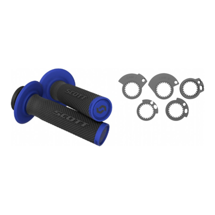 Manopole Lock-On SCOTT SXII con ghiere - Nero/blu per FANTIC, GAS GAS, HONDA, HUSQVARNA, KAWASAKI, KTM, SHERCO, SUZUKI, TM, TRIUMPH ecc. cod. MNL1631
