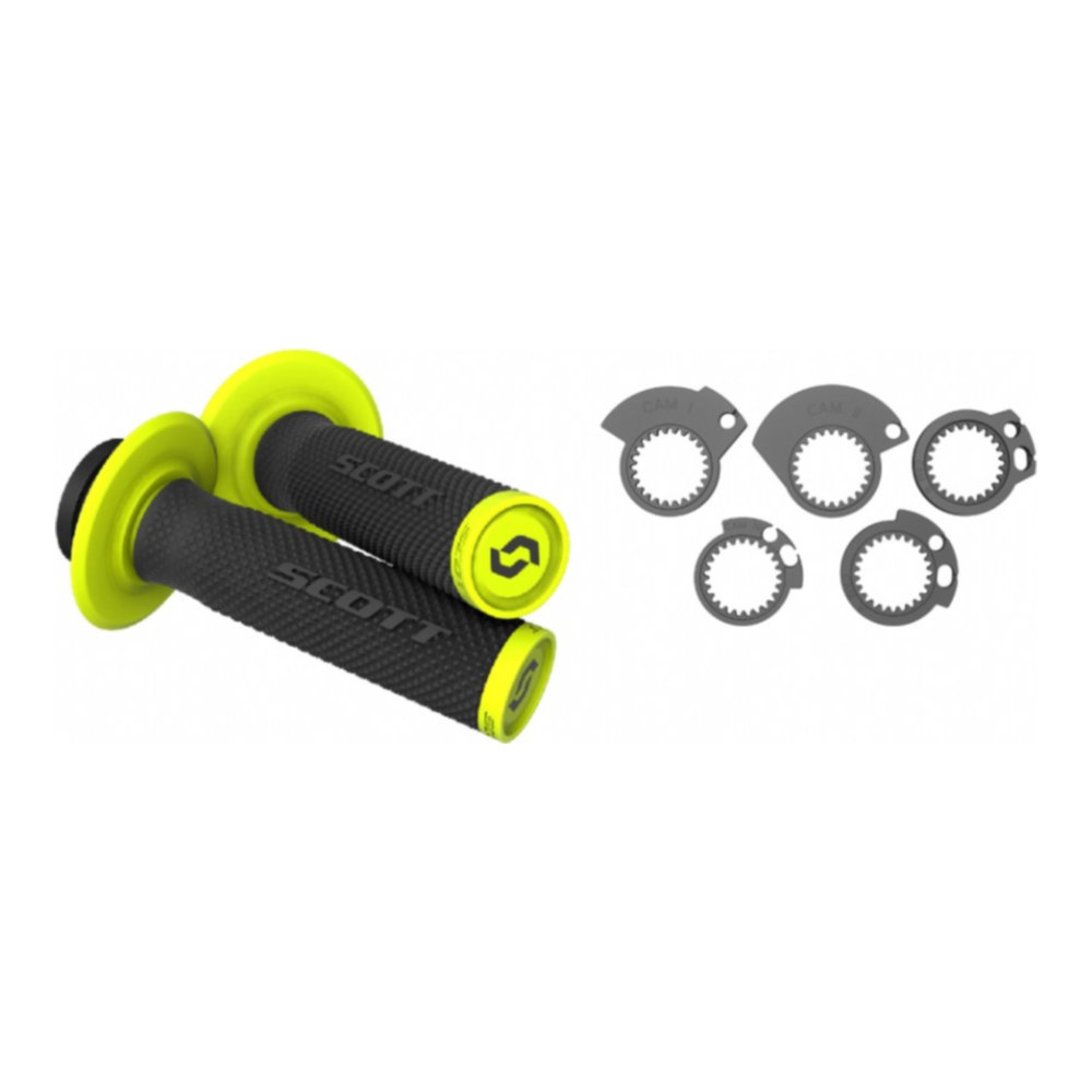 Manopole Lock-On SCOTT SXII con ghiere - Nero/giallo fluo per FANTIC, GAS GAS, HONDA, HUSQVARNA, KAWASAKI, KTM, SHERCO, SUZUKI, TM ecc. cod. MNL1639