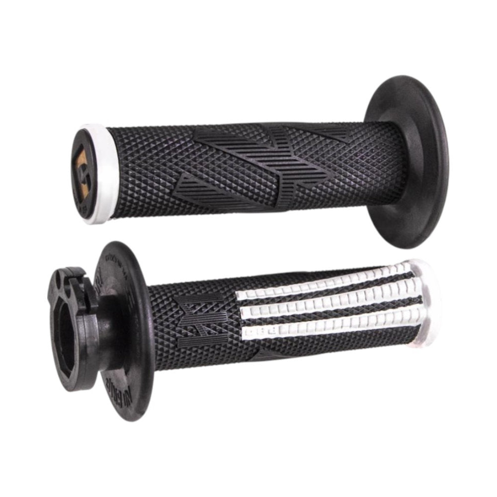 Manopole Lock-ON ODI V2 Emig Pro - Nero/bianco per BETA, FANTIC, GAS GAS, HONDA, HUSABERG, HUSQVARNA, KAWASAKI, KTM, SUZUKI, TM ecc. cod. MNL1708NB