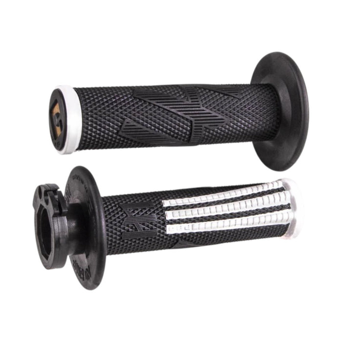 Manopole Lock-ON ODI V2 Emig Pro - Nero/bianco per BETA, FANTIC, GAS GAS, HONDA, HUSABERG, HUSQVARNA, KAWASAKI, KTM, SUZUKI, TM ecc. cod. MNL1708NB