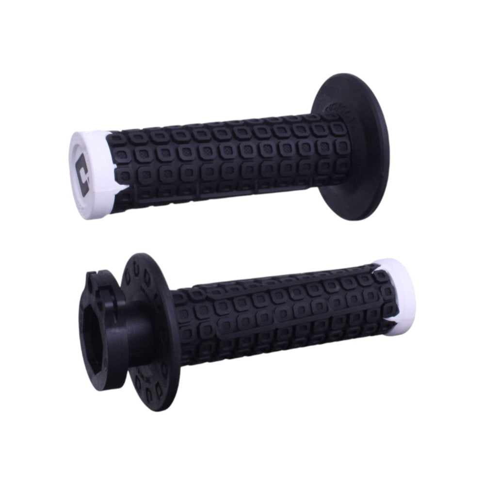 Manopole Lock-ON ODI V2 nomad - Nero/bianco per BETA, FANTIC, GAS GAS, HONDA, HUSABERG, HUSQVARNA, KAWASAKI, KTM, SUZUKI, TM, TRIUMPH cod. MNL1709NB