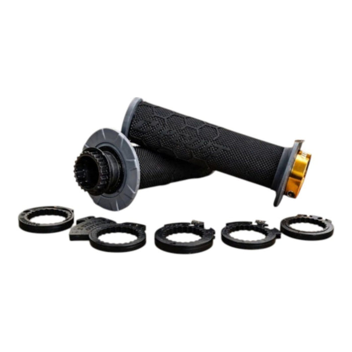 Manopole CIRCUIT lock-on kira - Nero/grigio per BETA, FANTIC, GAS GAS, HONDA, HUSABERG, HUSQVARNA, KAWASAKI, KTM, SHERCO, SUZUKI, TM ecc. cod. MNL1710