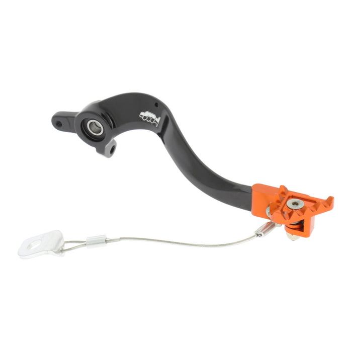 Pedale freno forgiato nero con puntale snodato CNC arancione per KTM cod. PDS901A