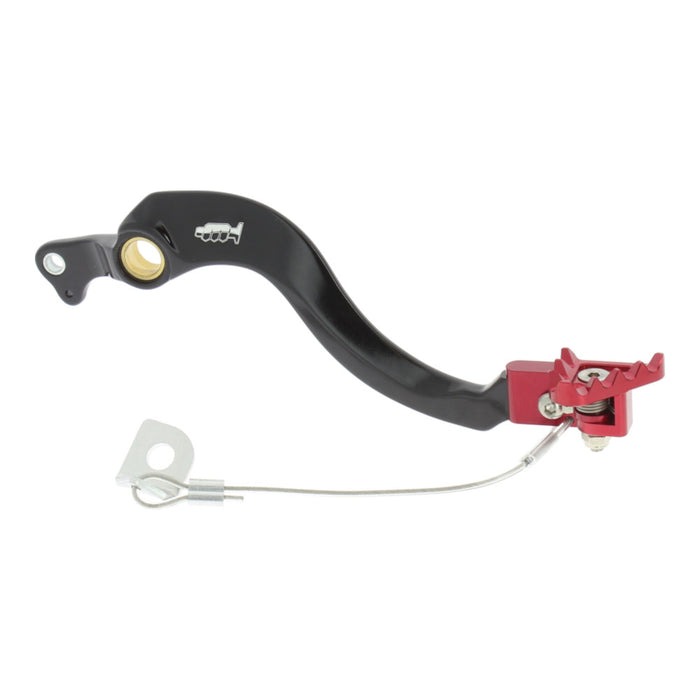 Pedale freno forgiato nero con puntale snodato CNC rosso per HONDA cod. PDS902R