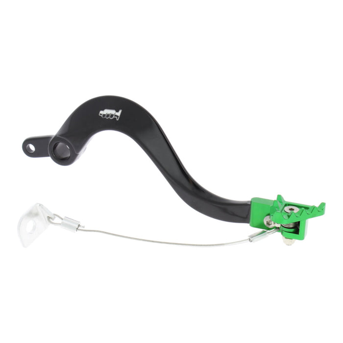 Pedale freno forgiato nero con puntale snodato CNC verde KX 250 F 06-20 per KAWASAKI cod. PDS903V