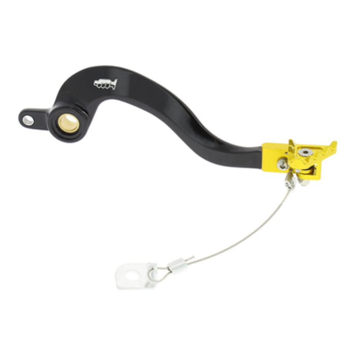 Pedale freno forgiato nero con puntale snodato CNC giallo RMZ 250/450 per SUZUKI cod. PDS905G