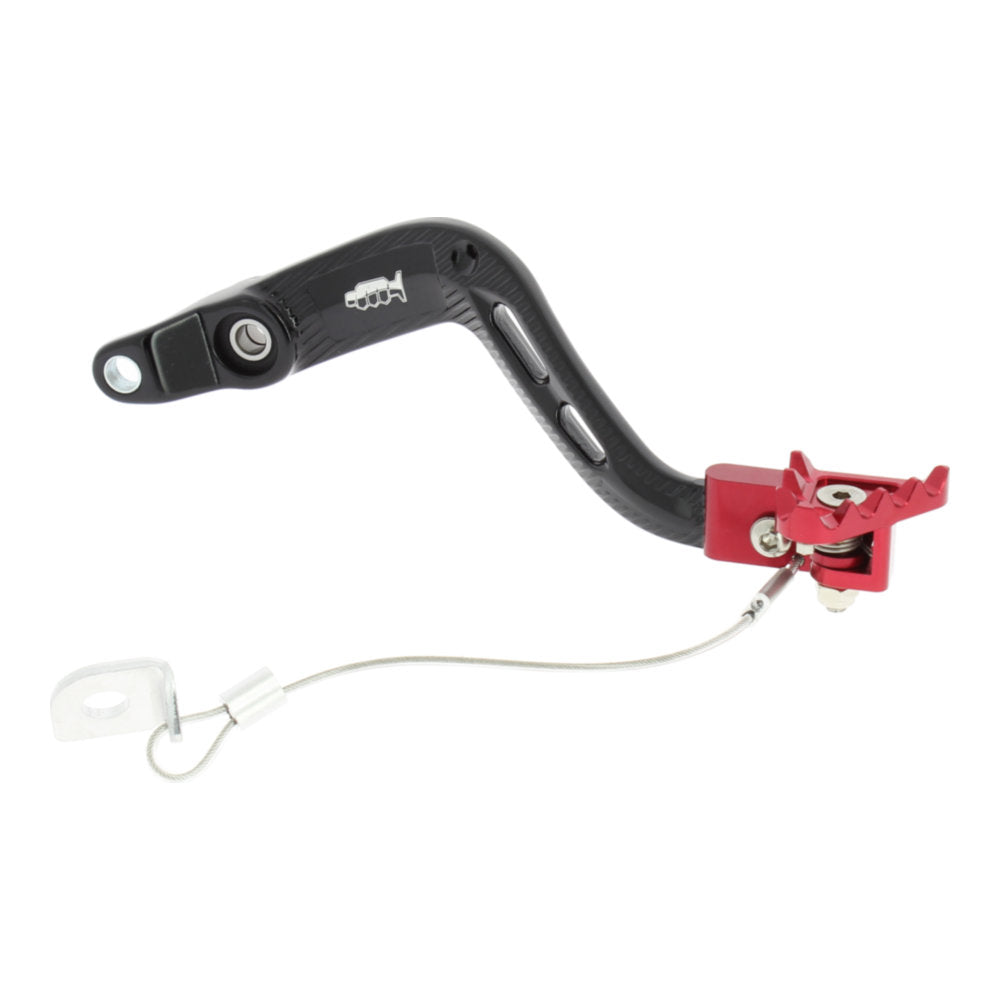Pedale freno forgiato nero con puntale snodato CNC rosso per BETA cod. PDS914R