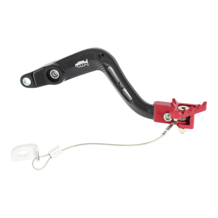 Pedale freno forgiato nero con puntale snodato CNC rosso per BETA cod. PDS914R