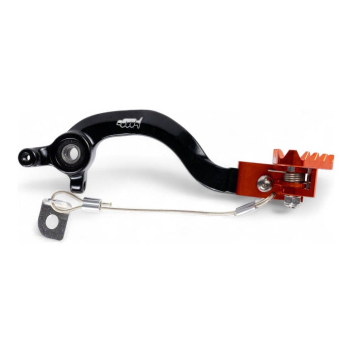 Pedale freno forgiato nero con puntale snodato CNC arancione per KTM cod. PDS918A