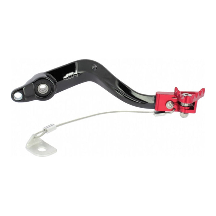 Pedale freno forgiato nero con puntale snodato CNC rosso per BETA cod. PDS922R