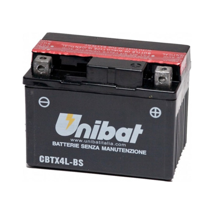 Batteria UNIBAT MF CBTX4L-BS  /  YTX4L-BS per GILERA, HUSABERG, HUSQVARNA, KTM, KYMCO, PIAGGIO, SUZUKI, YAMAHA cod. UB001MF