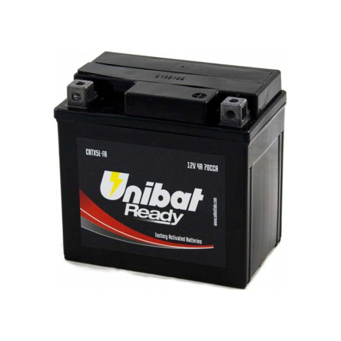 Batteria UNIBAT Ready CBTX5L-FA  /  YTX5L-BS per APRILIA, BETA, HONDA, HUSABERG, HUSQVARNA, KTM, KYMCO, SHERCO, YAMAHA cod. UB002RD