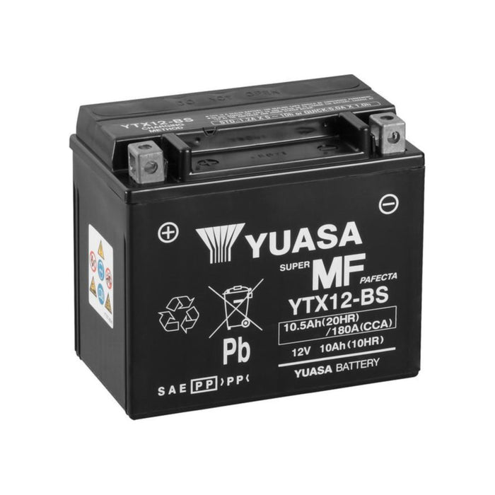 Batteria YUASA YTX12-BS  /  CBTX12-BS per APRILIA, BMW, GILERA, HONDA, KAWASAKI, KYMCO, PIAGGIO, SUZUKI, TRIUMPH, YAMAHA cod. YU5109