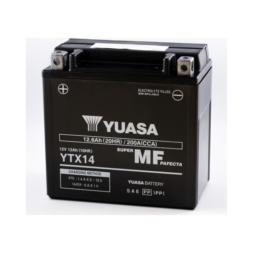 Batteria YUASA YTX14  /  CBTX14-BS per APRILIA, BMW, HONDA, HUSQVARNA, KAWASAKI, KYMCO, MOTO GUZZI, PIAGGIO, SUZUKI, TRIUMPH, YAMAHA cod. YU5129