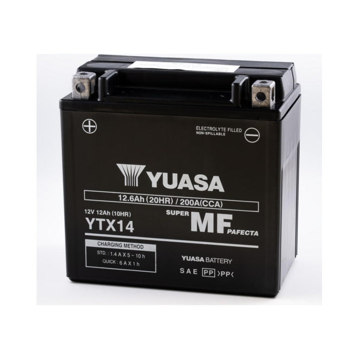 Batteria YUASA YTX14  /  CBTX14-BS per APRILIA, BMW, HONDA, HUSQVARNA, KAWASAKI, KYMCO, MOTO GUZZI, PIAGGIO, SUZUKI, TRIUMPH, YAMAHA cod. YU5129
